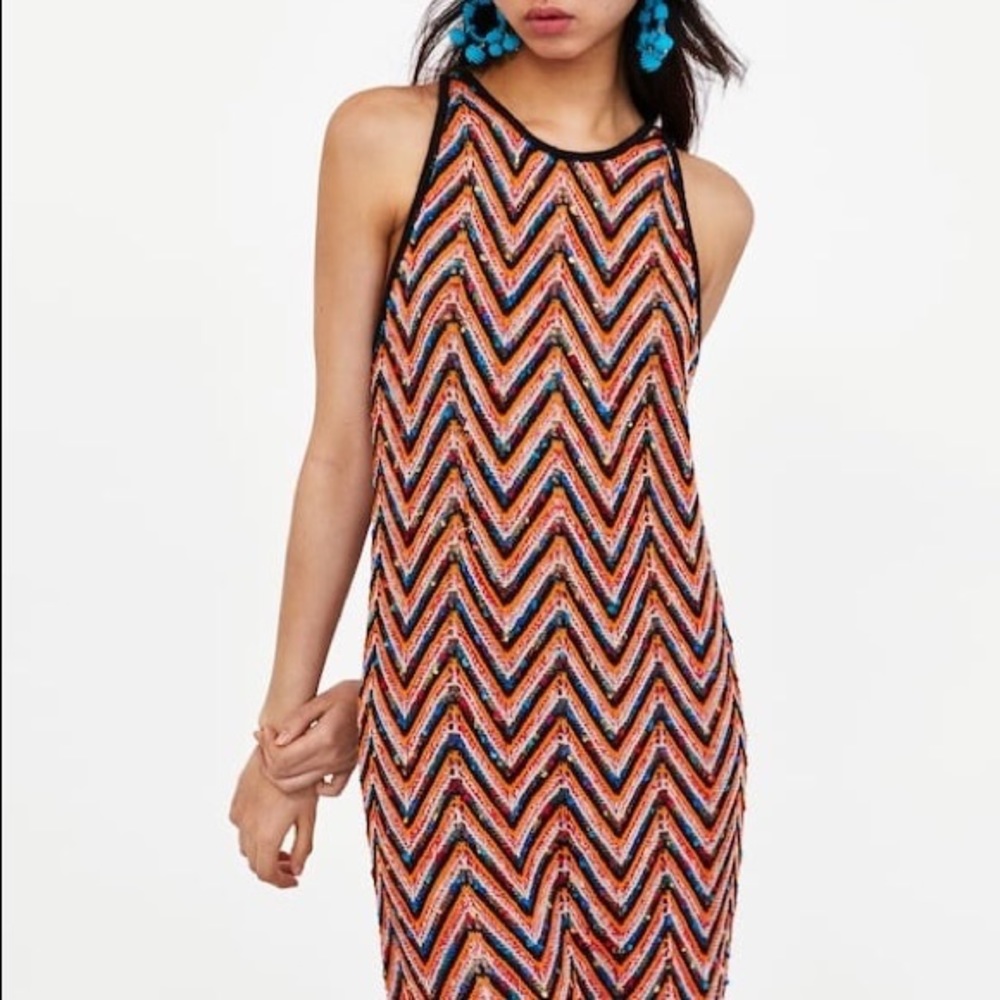 Zara Knit Long Maxi Multicolour summer beach Halter dress